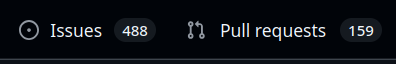 Current GitHub stats showing 488 open issues and 159 open PRs
